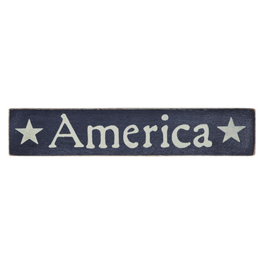 America Blue Wooden Sign 1.75x9 - The Fox Decor